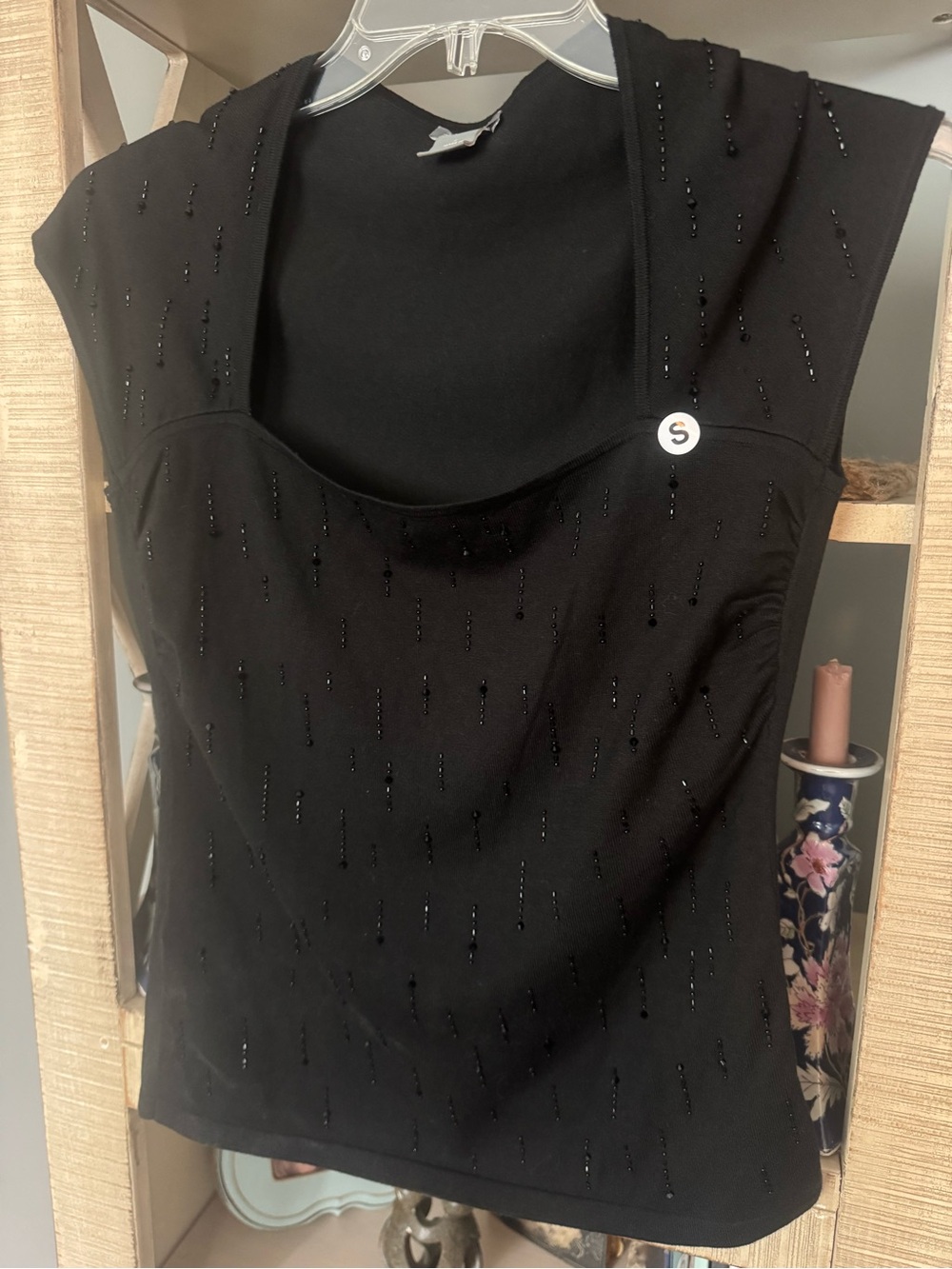 Ann Taylor Black Beaded Tank Top